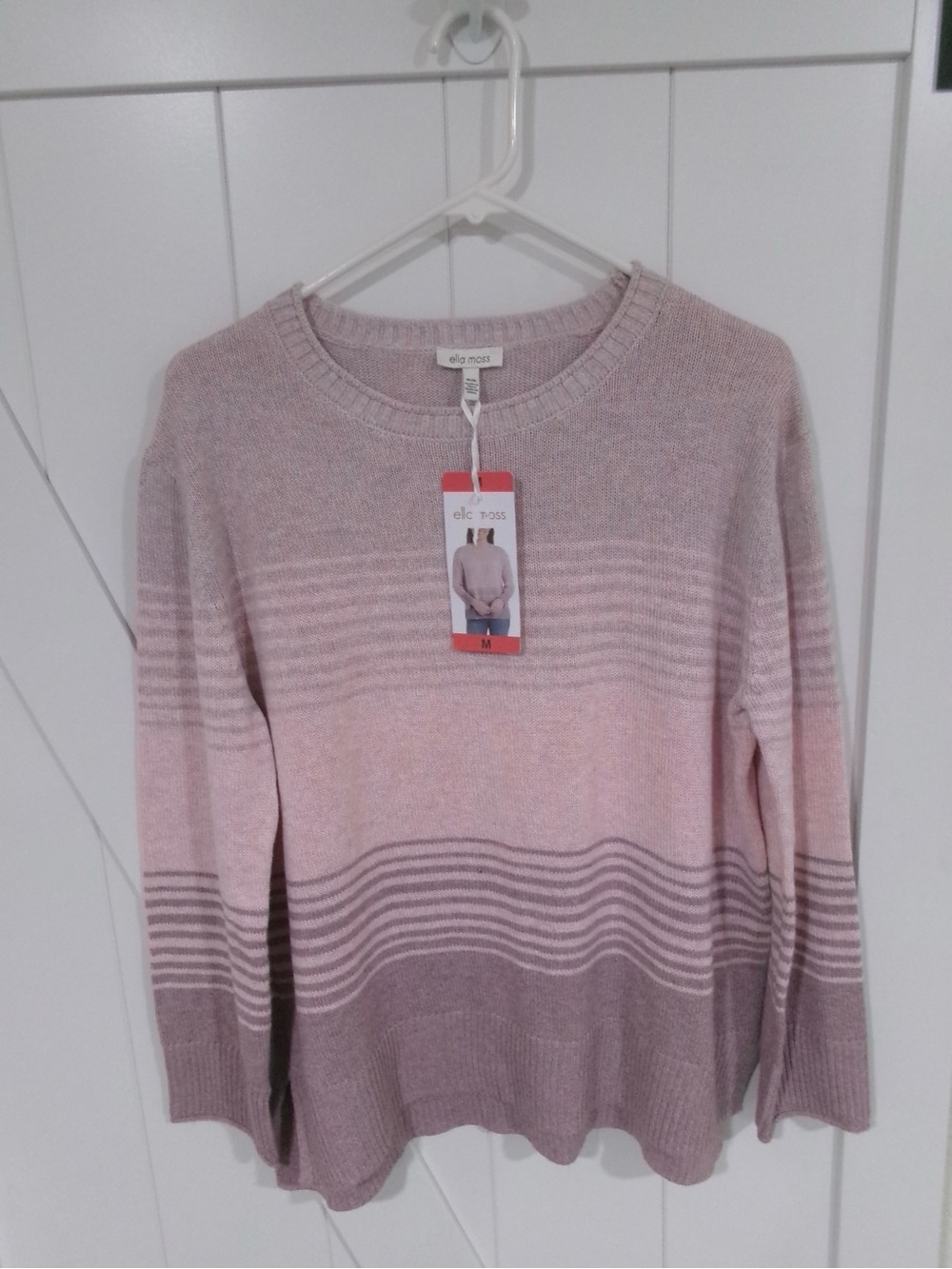 Ella Moss Pink Ombre Stripe Crewneck Sweater